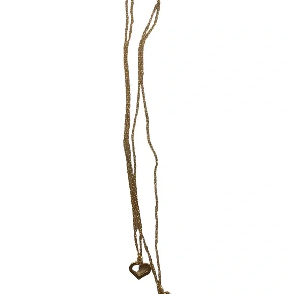 Gold double  layered rhinestone heart necklace - Picture 3 of 3